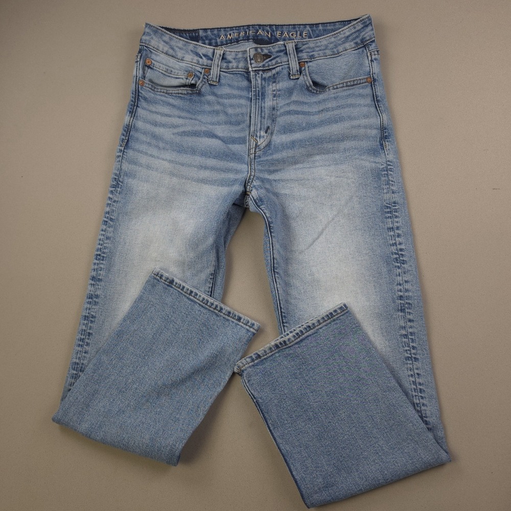 American Eagle Original Bootcut Jeans Mens 32x30 Light Wash Blue Airflex Stretch